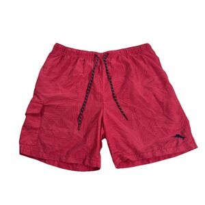 Tommy Bahama Relax Board Shorts Mens Large Red Beach Swim‎ Trunk Nylon Polyester